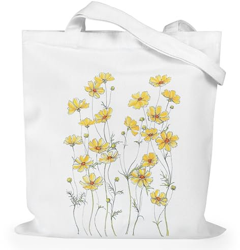 Yolev Stoffbeutel Bedruckt Stofftasche 40×35cm Tote Bag Canvas Jute Beutel Aesthetic Einkaufstasche Tragbare Handtasche Waschbare Canvas Tasche für Einkaufen Lebensmittel Fitnessstudio