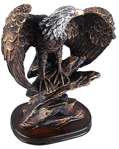 lvifloae Adler-Statuen-Skulptur aus Kunstharz, goldene Adler-Statue, Adler-Statue, Kunstharz, Retro-Stil, Reichhaltige Details, bronzierte Farbe, stabile Basis, patriotische