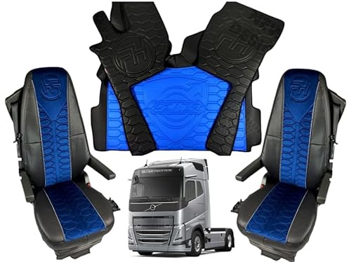 LKW Fußmatten für VOLVO FH4 FH5 FH Aero Fußmatten + Sitzbezüge (Schwarz Blau)