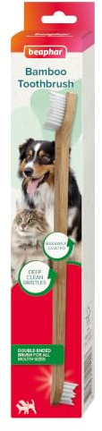 Beaphar - Bamboo Toothbrush for Cats & Dogs - Deep Clean Bristles for Hard-to-Reach Areas - Multi-Sized Heads for All Mouth Sizes - Helps Combat Plaque & Bad Breath - Water Resistant Beeswax Coating