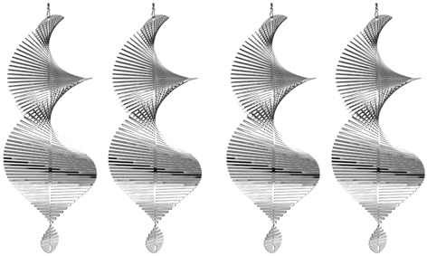 Rersduyt 4X Wind Spinners 3D Hanging Wind Spinner Stainless Steel Metal Sculptures Decorations, Heliciform Wind Sculptures