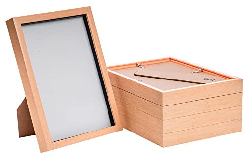 Nicola Spring 3D Shadow Box Photo Frames - 8 x 12 (20 x 30cm) - Pack of 5 - Light Wood 3D Photo Frame A4 Picture Frame Portrait Display Case for Crafts, Keepsakes, Wedding, Graduation