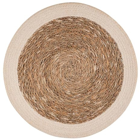 BUTLERS Platzset ø 38 cm Seegras Jute - Sauvage - | Farbe Beige-Weiß - Rundes geflochtenes Design aus Naturfasern - Robuste Unterlage für natürlichen Tafelarrangements