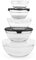 GOURMETmaxx set di 5 ciotole in vetro con coperchio | Come insalatiera o per servire e preparare dessert | Contenitore in vetro con coperchio per mantenere il cibo fresco | Lavabile in lavastoviglie