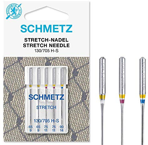 SCHMETZ | 5 Nähmaschinennadeln | Stretch | 130/705 H-S | Nadeldicke 65/9-90/14 | auf jeder gängigen Haushaltsnähmaschine einsetzbar