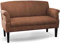CAVADORE 2-Sitzer Küchensofa Malm, Sitzbank für Küche oder Esszimmer in Lederoptik, Inkl. Armteilverstellung, Federkern und moderner Kontrastnaht, 152 x 97 x 78, Mikrofaser: cognac