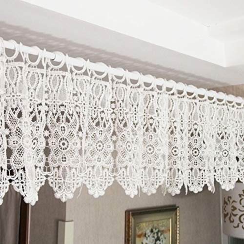 Yaland scheibengardinen Spitze Kurze vorhänge landhausstil bistrogardinen ösen vorhänge fenstervorhänge Türbehang mit Blumenmuste Wunderschön dekoriert (BxH 150X30cm) Weiß 1 Stück