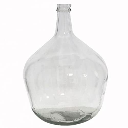 Tradineur Bidon en verre 16 litres sans bouchon Damajuana Bouteille en verre pour stocker boissons, eau, vin (42 x 31,5 cm)
