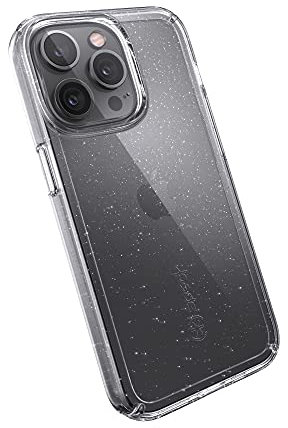 Speck Products Gemshell Glitter iPhone 13 Pro Case, Clear/Clear with Platinum Glitter