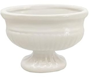 Coppa Ovale Ceramica Bianca 12,5x7x9 Decorazione Composizione Floreale