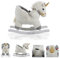 Moni Plüsch Einhorn Schaukeltier Moon WJ-6188, Handgriffe aus Holz Musikfunktion, Farbe:weiß