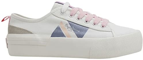 Pepe Jeans Damen Allen Flag Color W Sneaker, White, 36 EU