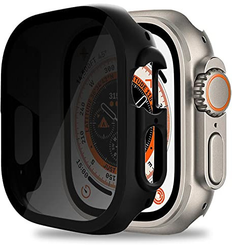Miimall Schutzhülle Kompatibel mit Apple Watch Ultra 2/1 49mm Hülle mit Sichtschutzfolie, PC Rahmen mit 9H Blickschutzfolie Anti-Spy Privacy Case für Apple iWatch Ultra 2/1 49mm -Sichtschutz