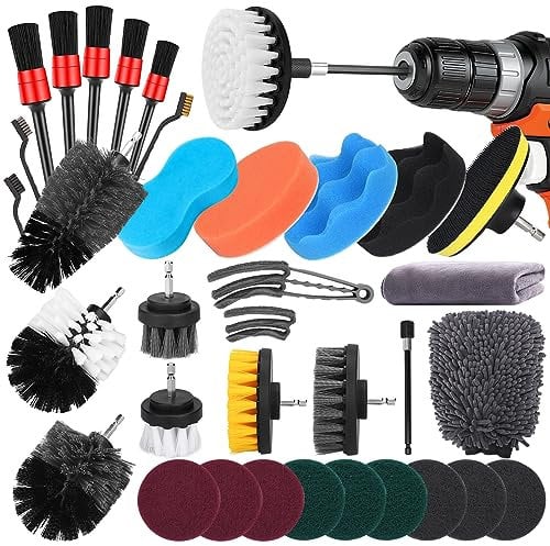 YUTUY 35 Piezas Cepillo de Taladro,Cepillo para Taladro,Fregadora Giratoria Eléctrica,Cepillos Electrico Giratorio Limpieza Hogar,para Baño, Suelo de Baldosas y CocheCepillo de Limpieza Electrico
