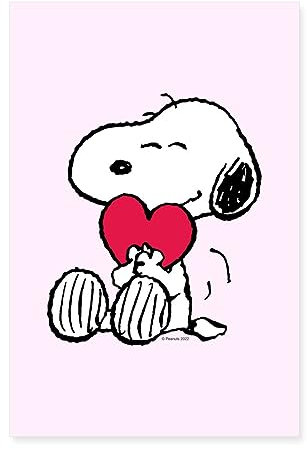 Spreadshirt Peanuts Snoopy Liebe Herz Love Valentin Poster 40x60 cm, One size, Weiß