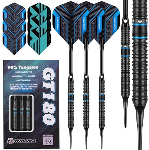 WIN.MAX Dartpfeile 90% Tungsten 3 Stück 90% Wolfram 18 Gramm Dart professionelle