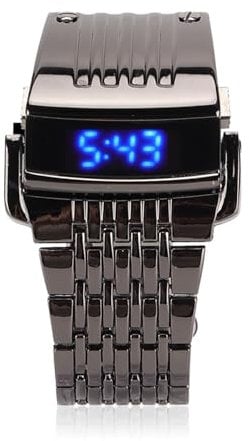 Digitale Uhr, Armbanduhr Herren Retro Digital Uhr Mode Minimalistische Legierung mit LED Digital Display Uhr Männer Uhr Arbeit Uhr Business Casual Uhren für das tägliche Geschäft(Schwarz)