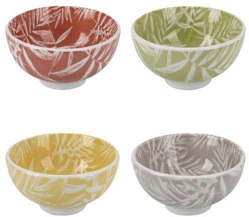 Dip-Schalen aus Porzellan, kleine Soßenschalen, rund, Set mit 4 Mini-Schalen für Saucen, Sushi, Gewürze, Snacks, Oliven, Gewürze, Dips, Soja-Quetschschüssel, Küchenvorbereitungsgeschenke, Blattmuster,