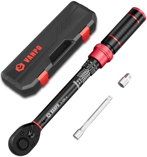 VANPO 1/4” Chiave Dinamometrica 3-25Nm, 72 Dente Bici e Moto Set di Chiavi Dinamometriche 3 Pezzi con 100mm Barra di Prolunga, Adattatore da 1/4-3/8, per Bici da Strada e Mountain, Moto