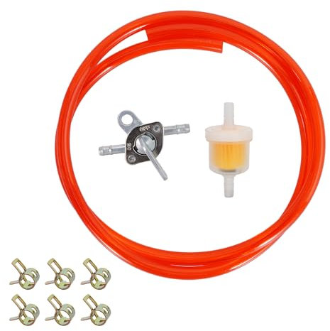 Conduite de carburant pour 50cc 90cc 110cc 125cc 150cc 250cc Baja BA150 ATV Go Kart Scooter Dirt Pit Bike Rouge avec Filtre à Essence Clips de Tuyau de Carburant et Interrupteur à Essence