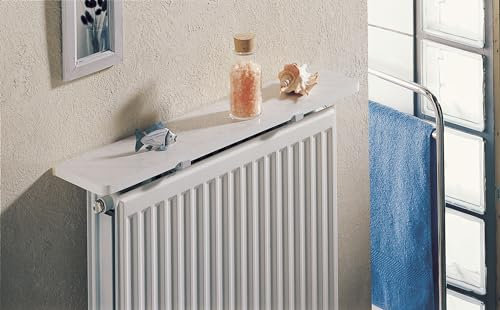 Merveille - Radiator Shelf Without Drilling - Non-Deformable Reversible White/Hacienda Melamine Shelf - Thickness 19 mm - Humidity + Heat Resistance, 100°C - 50 x 15 cm