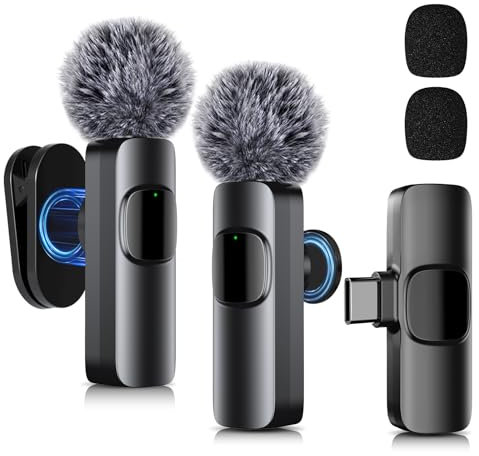 SOOOEC Upgraded USB C Wireless Lavalier Microphone for iPhone 15-16 /Android Phone, Mini Microphones for Video Recording, Live Streaming, Interviews, YouTube, TikTok, Vlogging, and ASMR