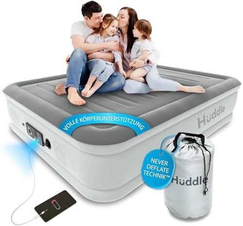 Huddle® Luxury Never Deflate King-Luftbett mit patentierter Dual-Pump-SlumberGuard™-Premium-Technologie | Aufblasbare Matratze mit integrierter Pumpe | Bequeme aufblasbare Luftmatratze
