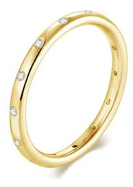 Moissanite Ringe, Trauringe 585 Gold 14K Gelbgold Eingelegte Steine für Verlobung Hochzeit Größe 62 (19.7)