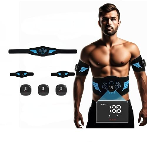 EMS-Muskelstimulator,Bauchmuskeltrainer mit 10 Modi und 30 Intensitätsstufen,USB-Ladefunktion und Timer,tragbares Fitnessgerät für Zuhause und das Büro – für Bauch- und Armtraining und Gewichtsverlust