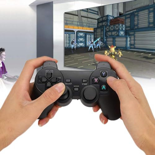 Universal Wireless Game Controller - 2.4GHz Dual Vibration Game Joystick with USB Receiver, Ergonomic ABS Handle Compatible with Smartphones, Tablets, TV Boxes and Computers (Black)