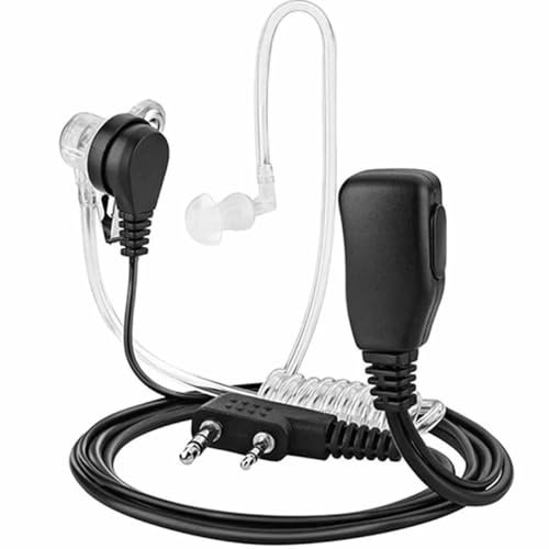 TECHZOCO Auricular Microfono PTT para Emisora Walkie, Auricular Forma de G, 2 Pin, Compatible con Kenwood Baofeng 88S,UV-5R,GT-3, Radioddity GA-2S/GA-5S/R2 Retevis TYT, 1 Metro