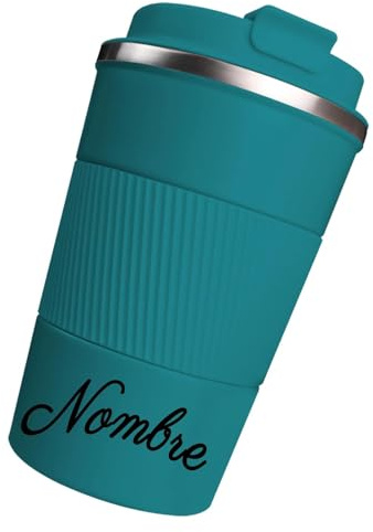 loongway Vaso térmico personalizado con nombre, taza de café para llevar | A prueba de fugas | 380 ml | Acero inoxidable | Para la oficina, desplazamientos y viajes | Regalo de cumpleaños