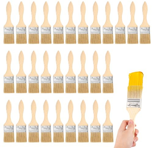 30 Pinceaux Peinture 50mm Pinceau Plat Professionnel,Pinceau Peinture Mur,Pinceau à Lasure Bois Large,Pinceau Vernis Bois,pour Murale,Vernis,Colles,Bricolage Silicone,Gesso Teintures