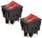 Heschen Double Rocker Switch SPST ON-OFF-6 Terminals Red Light 16 A 250 VAC 2 Pack