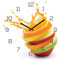 Wanduhr Glas 30x30cm Uhr Glasbild Orange Apfel Wasser Frucht Küche Wanddeko Küchenuhr Glasdeko