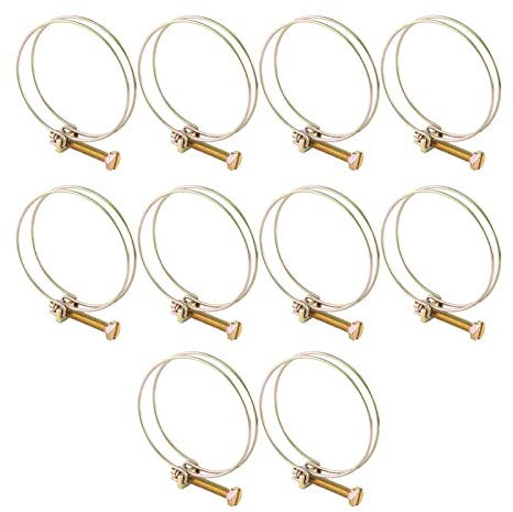 Double Wire Hose Clips, Akozon 10pcs Water Hose Clamp Water Hose Barb Clamp Pipe Tube Clips Adjustable Double Wire Pipe Clip Hoop Plumbing Fastener(59-64 mm)