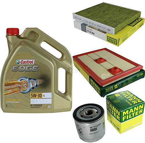 Filter Set Inspektionspaket 5 Liter Motoröl EDGE Titanium FST 5W-30 LL MANN-FILTER Innenraumfilter Luftfilter Ölfilter