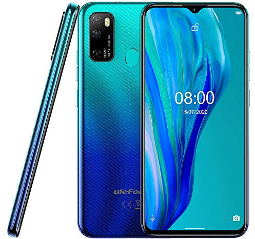 Ulefone Note 9P Teléfono Android 10, 6.52 '' Smartphone 16MP Cuatro Cámara, Octa-Core 4GB+64GB, Ranura para 3 Tarjetas, Doble SIM Móvil, 4500mAh Batería OTG, Desbloqueo Facial+Huella Digital Aurora