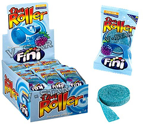 FINI Roller Fruit Flavoured Raspberry Rollers Belts Bubblegum Retro Sweets Full Box (40 Stück) – VSTAR
