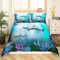 Loussiesd Kinder 135x200cm Bettwäscheset Hai Muster Bettwäsche für Mädchen Jungen Ozean Thema Bettbezug Set Unterwasserwelt Meereslebewesen Dekor Betten Set mit 1 Kissenbezügen