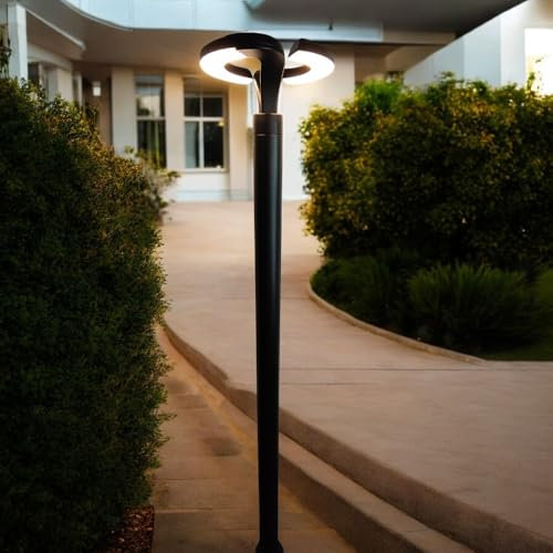 Dapo Hochwertige LED-Außen-Garten-Wege-Stand-Steh-Leuchte-Lampe HAAG Alu-Druckguß schwarz LED 20W H: 160cm(Stehleuchte Haag)