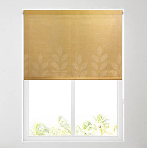 Barnes Blinds - Daylight Pattern Roller Blinds for Windows, Custom Cut to Size - Dimout Fabric Durable Fittings Easy Fit - Roller Blind Patterned (Valentino Ochre 61cm)