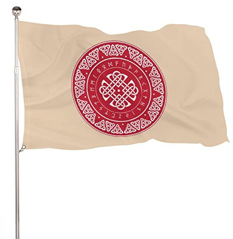 NIBABAEU Dekorative Gartenflagge für den Außenbereich, Wikingerrune, skandinavischer Schild-Druck, Willkommenshof, Rasendekoration, 60 x 90 cm