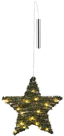 LED Weihnachtsstern zum Hängen 30 cm mit Timer - grün - Deko Stern mit 30 LED in warm weiß - Weihnachten Advent Tür Fenster Wand Dekoration Indoor