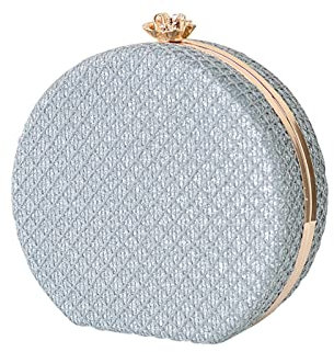 CORIOS Damen Clutch Rund Abendtasche Elegant Handtasche Abnehmbarer Kette Schultertasche Luxus Portemonnaie Tasche Brauttasche Messenger Bag für Hochzeit Abendparty Tanzparty Bankett Silber
