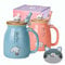 Lot de 2 tasses à café mignonnes en céramique avec couvercle en bambou et cuillère, tasse de matin, tasse à thé, tasse à thé, 3D, pour les amoureux des chats, les femmes et les cadeaux(bleu et rouge)