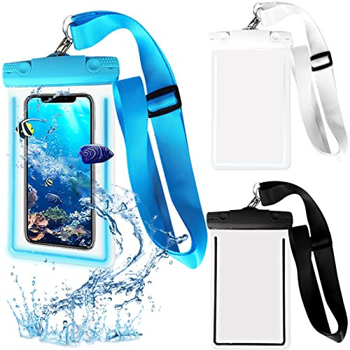 BDSHUNBF 3PCS Pochette Étanche Smartphone, IPX8 Pochette Téléphone Étanche, Housse Étanche Smartphone pour iPhone 14 Pro Max 13 Pro 12 11, Samsung S23 S22 S21 S20, Huawei Xiaomi Jusqu'à 7