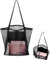 ASAB Mesh Beach Bag Lightweight Foldable Mesh Tote Bag with Zipper Pockets Comfortable Handles Waterproof Bottom Lining Travel Summer Shoulder Large Beach Bag for Vacation Swimming Pool Picnic