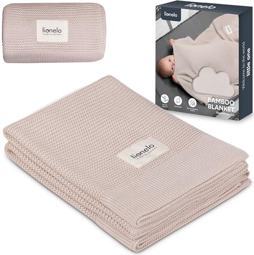 Lionelo Bamboo Blanket, Babydecke, Kuscheldecke Baby, leichte Bambusdecke, Wickelauflage, 100% Baumwolle, nNatürlich, Weich, Antibakteriell, Hypoallergisch, vom 1. Lebenstag an, 100x75cm