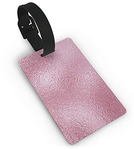 Gepäckanhänger aus PU-Leder, mit metallischer Textur, Vektorbild, personalisierbar, Koffer-Etiketten, Tasche, Reisezubehör, Rosa